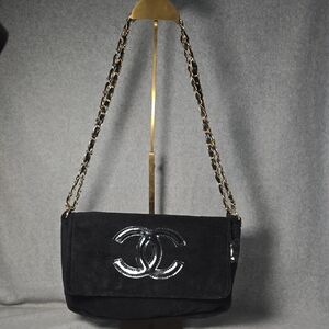 CHANEL Precision Black Shoulder/Crossbody Bag with Patent Logo